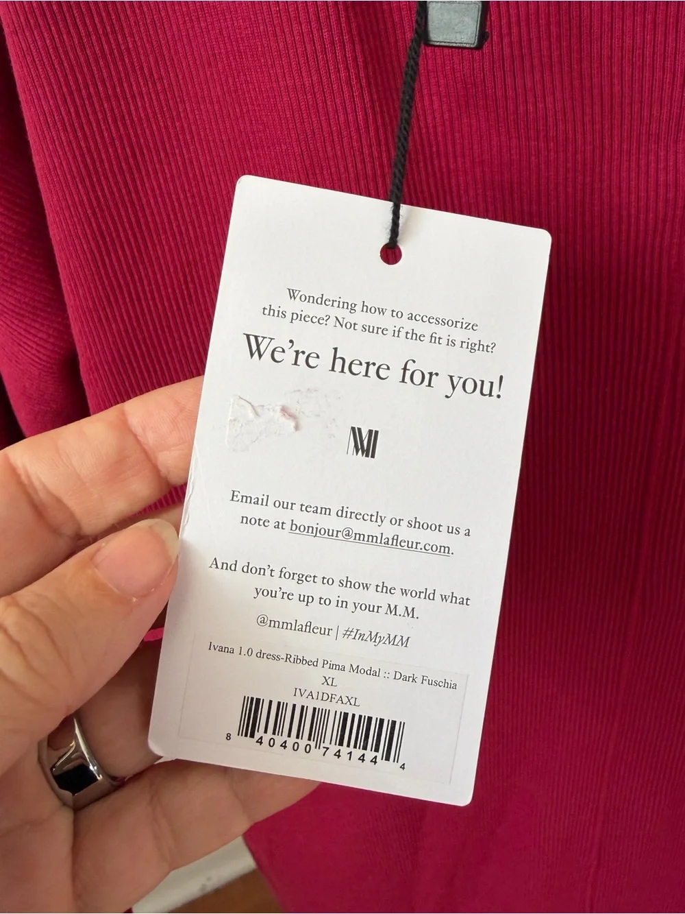 NWT M.M.LaFleur Ivana 1.0 Dress Ribbed Pima Modal Dark Fuchsia XL